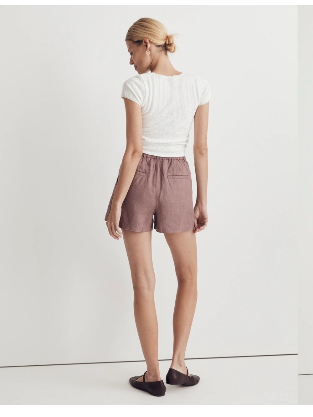 Madewell Neale Short 100% Linen Evening Mauve Size 6 - Picture 4 of 10